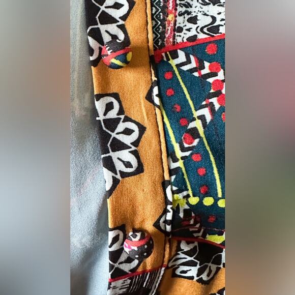 patchwork print maxi long sleeve dress- M - Picture 5 of 7